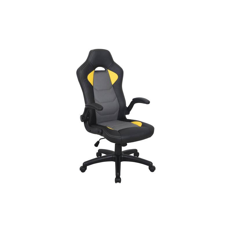 Кресло компьютерное  "Skill GM-005", откидные подлокотники, экокожа, черное/желтое, 532494 главное фото